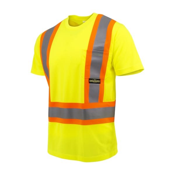 Radians ST11X Class 2 Short Sleeve Safety TShirt XBack, Hi Vis Green, Size XL - ST11X-2PGS-XL