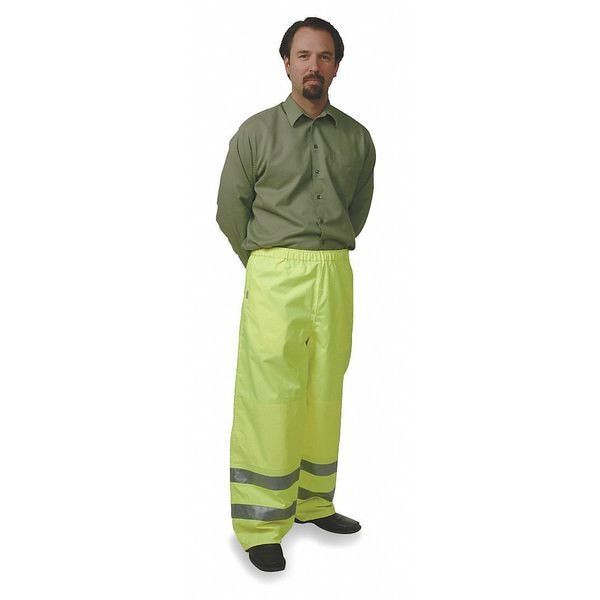 Condor Hi-Visibility Rain Bib Overall, Polyurethane, 32 in Inseam, 52 in to 54 in Waist, 0.26 mm Thickness - 5KU15