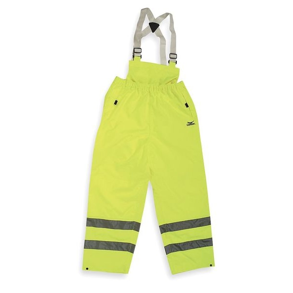 Condor Hi-Visibility Rain Bib Overall, Polyurethane, 32 in Inseam, 52 in to 54 in Waist, 0.26 mm Thickness - 5KU15