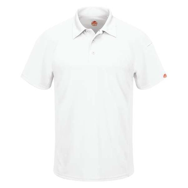 Red Kap Men's Short Sleeve Polo, Polyester, Button Closure, 2 Pocket(s), M - SK92WH SS M