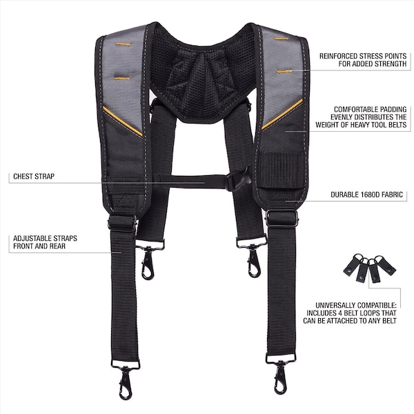Toughbuilt ToughBuilt 1.18 in. L X 6.3 in. W Nylon Suspenders Black/Gray 1 pair - TB-CT-51P-2BES