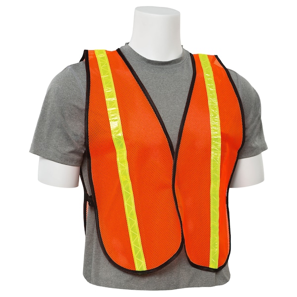 Erb Safety One Size Hi-Viz Vest with Stripe, Orange - 14601