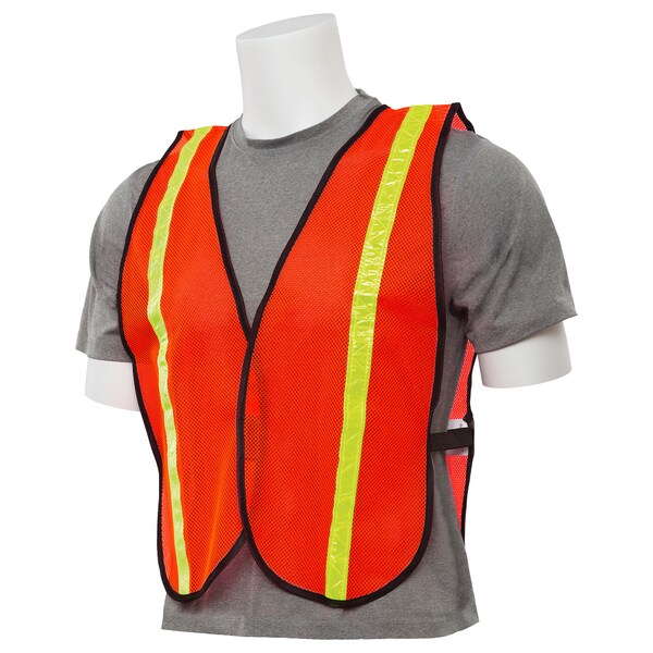 Erb Safety One Size Hi-Viz Vest with Stripe, Orange - 14601