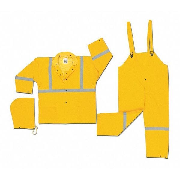 Mcr Safety Luminator .35Mm Pvc Poly 3Pc Suit, 4XL, PVC/Polyester, Yellow, 4Xl - 2403RX4