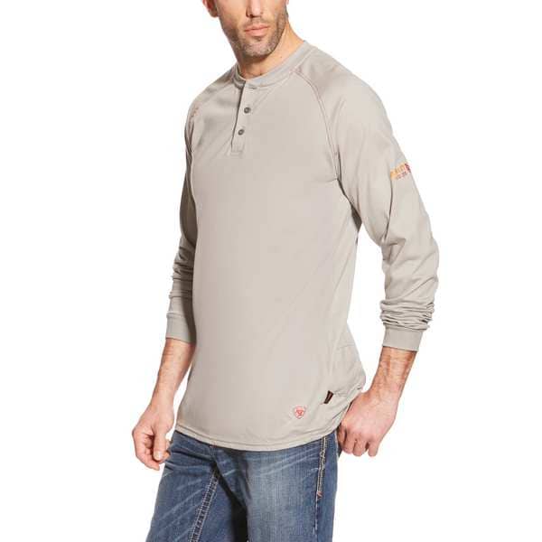 Ariat Men's FR Henley Longsleeve Tee, 8.9 cal/sq cm, L, Cotton - 10013519