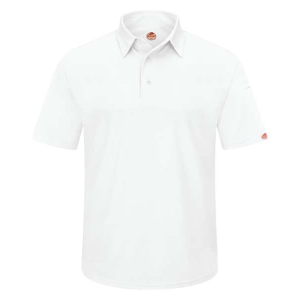 Red Kap Men's Short Sleeve Polo, Polyester, Button Closure, 2 Pocket(s), M - SK90WH SS M