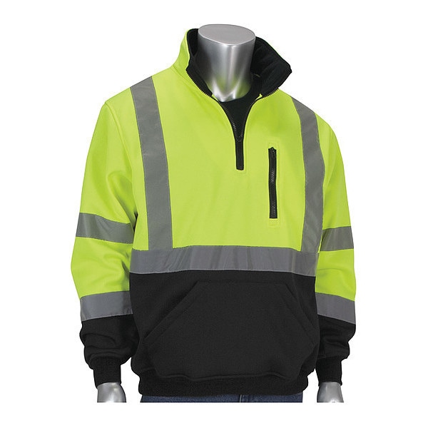 Pip Hi-Visibility Sweats, Lime Yl, 1/4 Zip, L - 323-1330B-LY/L