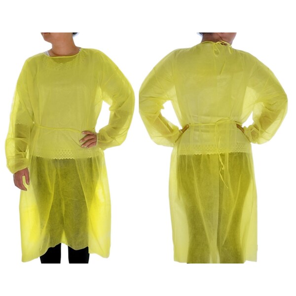 Dealmed Lev 1 Non-Surgical Iso Gown, Disposable, Yellow, 10/Pk, 5/Cs, 50PK - 782046