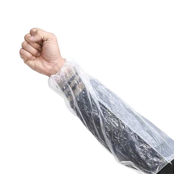Kleen Chef Disposable Arm Sleeves with Elastic Ends, 18-in Clear, 100PK - BLKC-MSPE-DSL-CL