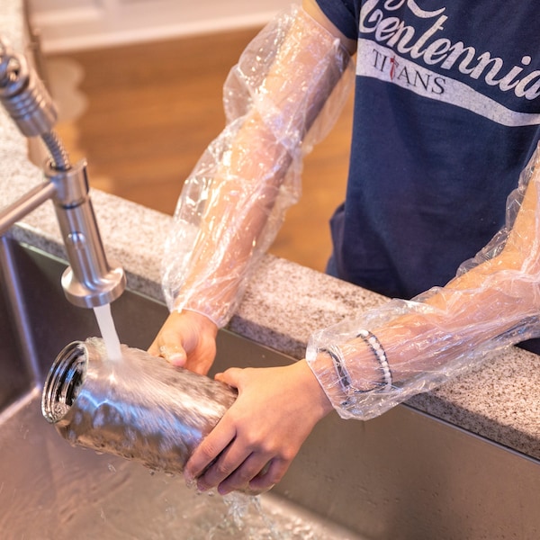 Kleen Chef Disposable Arm Sleeves with Elastic Ends, 18-in Clear, 100PK - BLKC-MSPE-DSL-CL