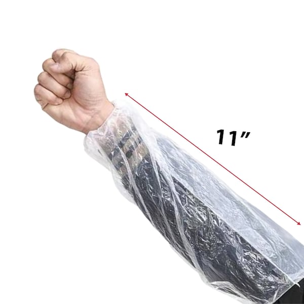 Kleen Chef Disposable Arm Sleeves with Elastic Ends, 18-in Clear, 100PK - BLKC-MSPE-DSL-CL