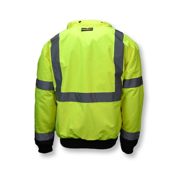 Radians Hi-Vis 2-in-1 Bomber Jacket, 100% Polyester Oxford, 300D, DWR Coated, Hi-Vis Green / Black, L - SJ110B-3ZGS-L