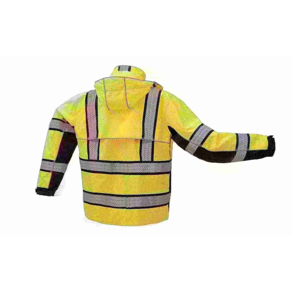 Gss Safety Hi-Vis Rain Coat, 300D Rip Stop Polyester, Class 3 Lime/Black, 2XL/3XL - 6501-2XL/3XL
