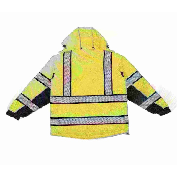 Gss Safety Hi-Vis Rain Coat, 300D Rip Stop Polyester, Class 3 Lime/Black, 2XL/3XL - 6501-2XL/3XL