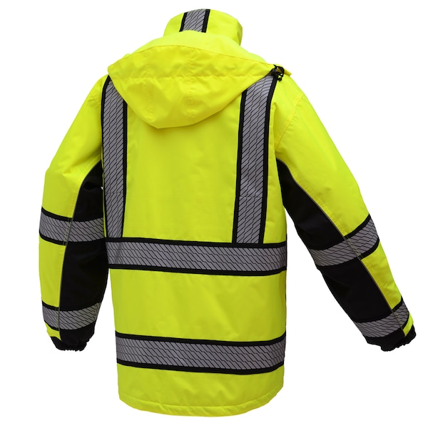 Gss Safety Hi-Vis Rain Coat, 300D Rip Stop Polyester, Class 3 Lime/Black, 2XL/3XL - 6501-2XL/3XL