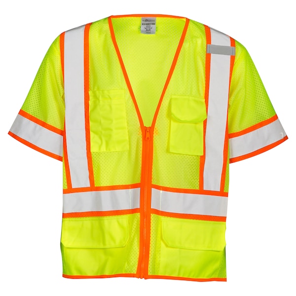 Kishigo S, Lime, Class 3, 6 Pocket Contrast Mesh Vest - 1242-S