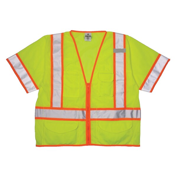 Kishigo S, Lime, Class 3, 6 Pocket Contrast Mesh Vest - 1242-S