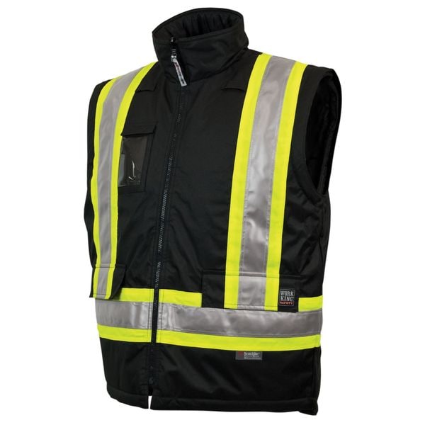 Tough Duck Hi-Vis 5-in-1 Safety Jacket, 300D Poly Oxford with PU Coating, Class 1 Type O, Black, 2XLT - S42651