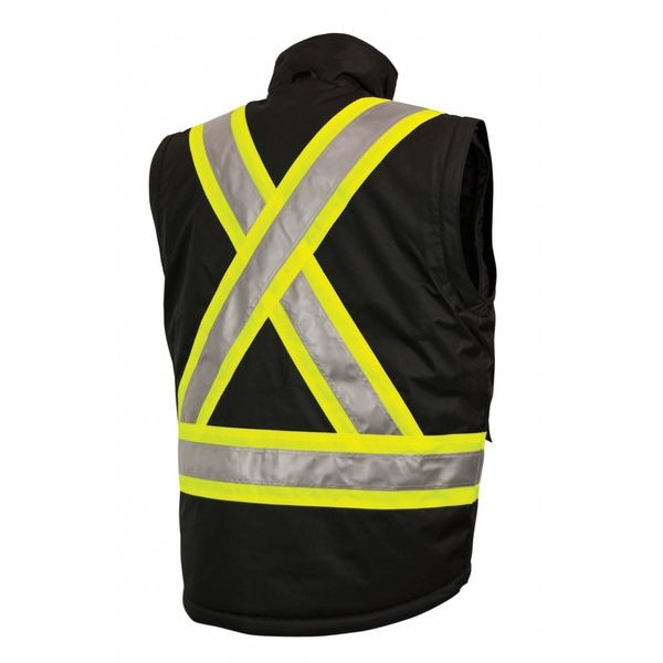 Tough Duck Hi-Vis 5-in-1 Safety Jacket, 300D Poly Oxford with PU Coating, Class 1 Type O, Black, 2XLT - S42651