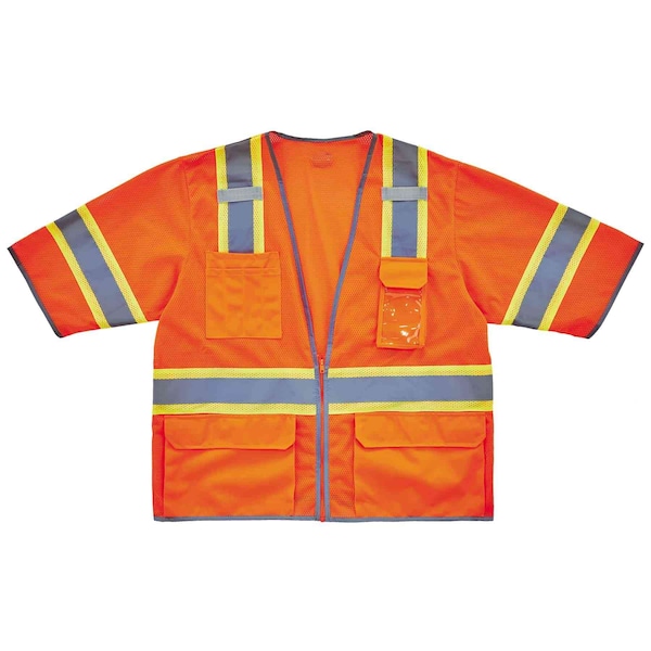 Ergodyne Orange Two-Tone Hi-Vis Class 3 Surveyor, Polyester, Orange, S/M - 8346Z