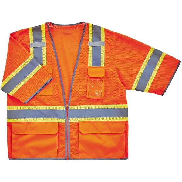 Ergodyne Orange Two-Tone Hi-Vis Class 3 Surveyor, Polyester, Orange, S/M - 8346Z