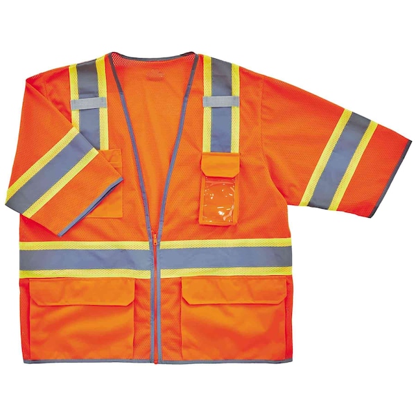 Ergodyne Orange Two-Tone Hi-Vis Class 3 Surveyor, Polyester, Orange, S/M - 8346Z