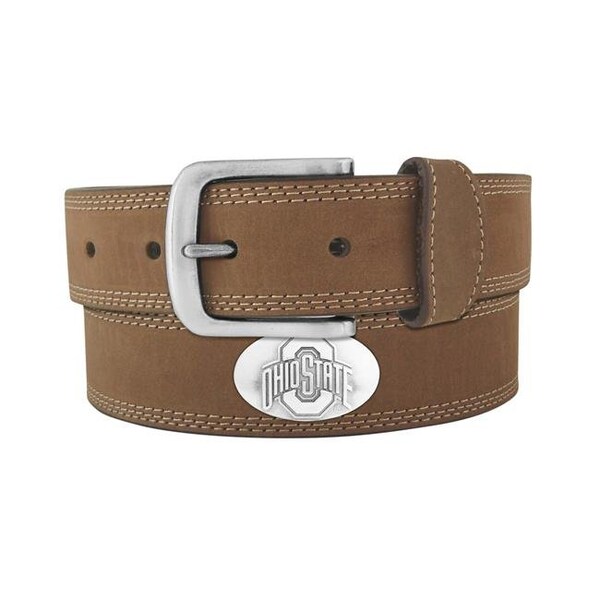 Zeppelinproducts ZeppelinProducts OSU-BOLPSCRZ-LBR-46 Ohio State Concho Crazyhorse Leather Belt; 46 Waist - OSU-BOLPSCRZ-LBR-46