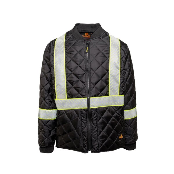 Game Workwear Hi-Vis Quilted Jacket, Nylon Taffeta Shell, Black, L - 1280