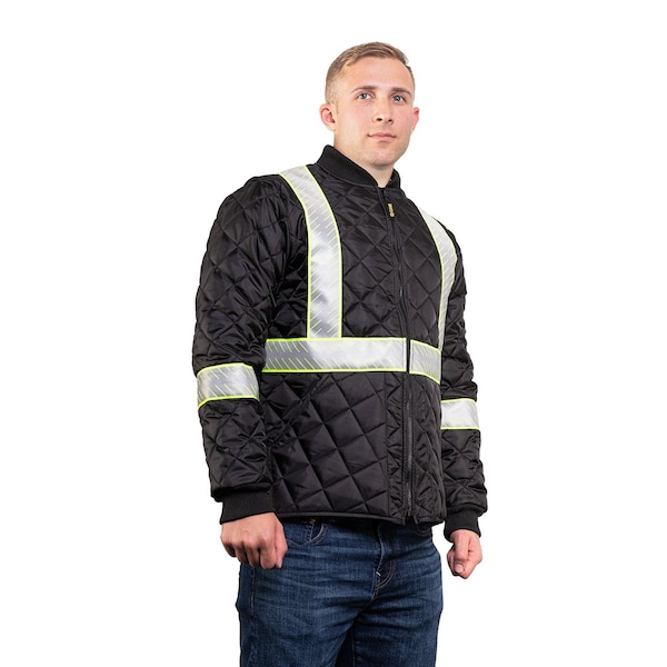 Game Workwear Hi-Vis Quilted Jacket, Nylon Taffeta Shell, Black, L - 1280