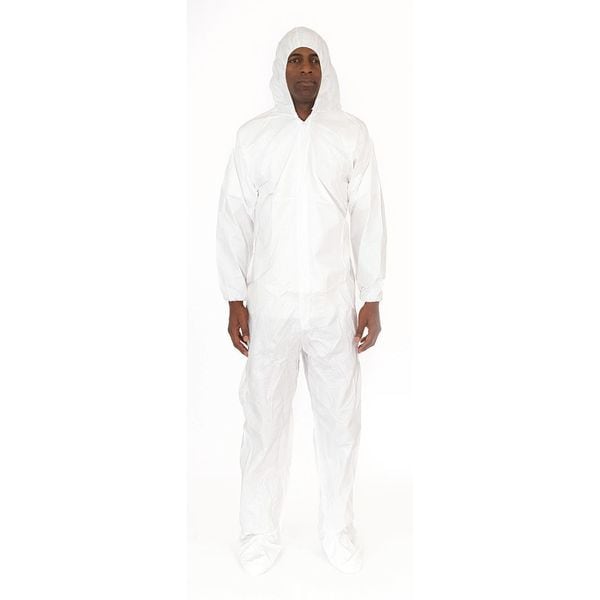 International Enviroguard Disposable Coveralls, Hooded, M, MicroGuard CE(R), Zipper, Elastic Cuff, Attached Boots Ankle - CE8019CI-M