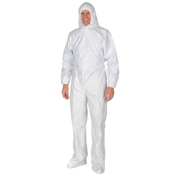 International Enviroguard Disposable Coveralls, Hooded, M, MicroGuard CE(R), Zipper, Elastic Cuff, Attached Boots Ankle - CE8019CI-M