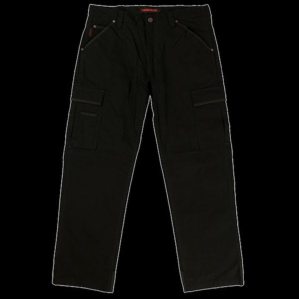 Tough Duck Flex Duck Cargo Pant, 32, BLACK, 98% Cotton/2% Spandex - WP013