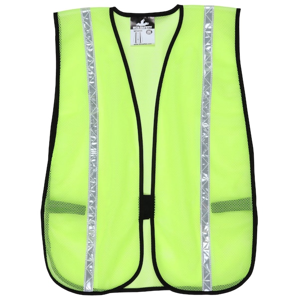 Mcr Safety Garments, Poly, Mesh Lime Vest, 3/4 White Stripe, One Size, 12PK - V210WR