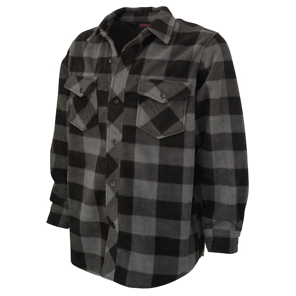 Tough Duck Buffalo Check Fleece Shirt, Grey, 3XL - I96421