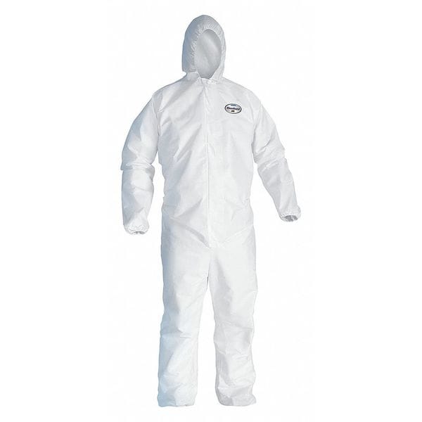 Kleenguard Disposable Coveralls, Hooded, 5XL/6XL, Microporous Film Laminate, Zipper, Elastic Cuff, Serged Seam - 41510