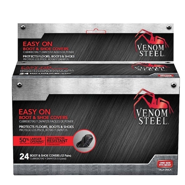 Venom Steel Shoe Cover, One-Size, Black, Elastic Cord - VEN24200N