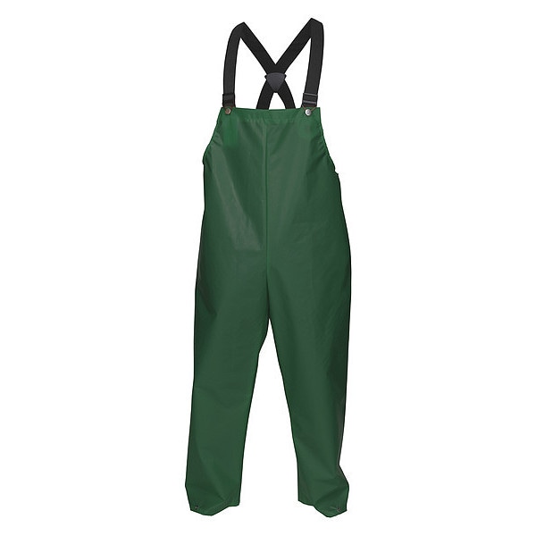 Mcr Safety Rain Bib Overall, Polyurethane, 31 in Inseam, 48 in Waist, 0.25 mm Thickness, Green, L - 568BFL