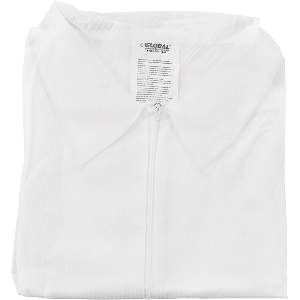 Global Industrial Disposable Coverall, XL, 25 PK, White, Polypropylene - 708186XL