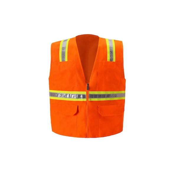 2W International Hi-Vis Safety Vest L H Back, , Zipper 6 Pockets - 8038-A L