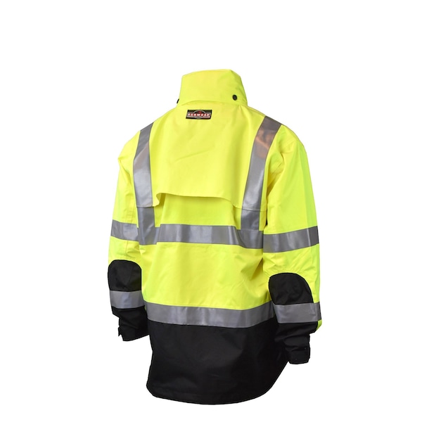 Radians Hi-Vis Rain Jacket, Rip Stop Oxford, Class Class 3 Hi-Vis Green, XL - RW32-3Z1Y-XL
