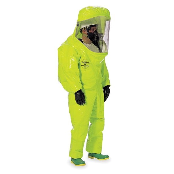 Dupont Encapsulated Suit, Encapsulated Level A, L, Tychem(R) 10000, Hook-and-Loop, Attached Glove Cuff - TK555TLYLG000100