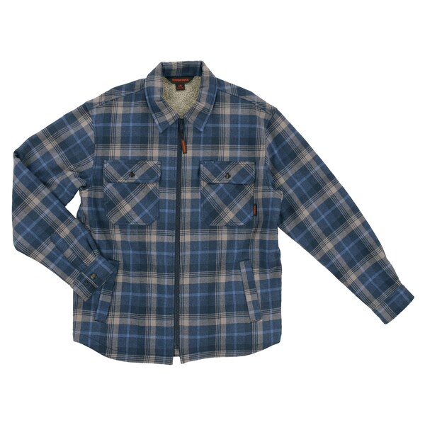 Tough Duck Sherpa Bonded Flannel Jac-Shirt, NV/GR - WS151