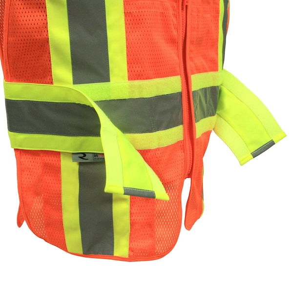 Radians Two-Tone Expandable Safety Vest L Class 2 Solid Back, , Zipper Closure 4 Pockets, 2 Mic Tab - SV23-2ZOM-M/L