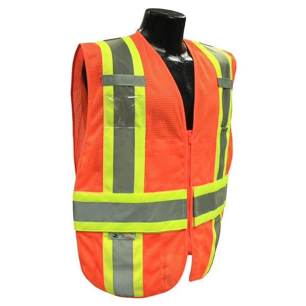 Radians Two-Tone Expandable Safety Vest L Class 2 Solid Back, , Zipper Closure 4 Pockets, 2 Mic Tab - SV23-2ZOM-M/L