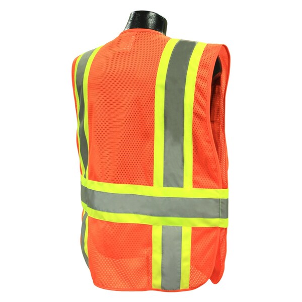 Radians Two-Tone Expandable Safety Vest L Class 2 Solid Back, , Zipper Closure 4 Pockets, 2 Mic Tab - SV23-2ZOM-M/L