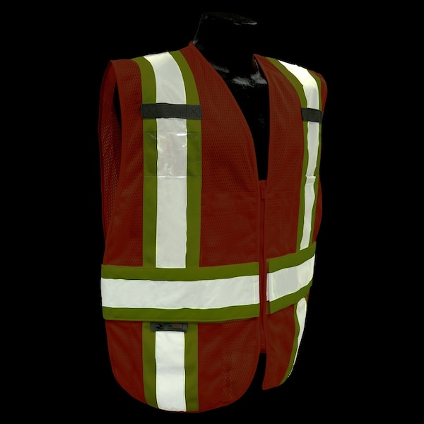Radians Two-Tone Expandable Safety Vest L Class 2 Solid Back, , Zipper Closure 4 Pockets, 2 Mic Tab - SV23-2ZOM-M/L