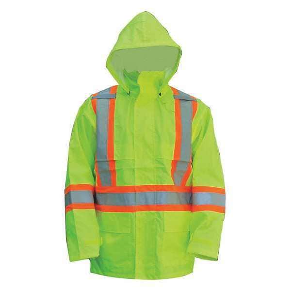 Viking Hi-Viz Safety Jacket, Polyester, Polyurethane, Class 3 Type R, Green, 3XL - 6323JG-XXXL