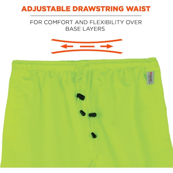 Ergodyne Rain Pants, Breathable, Hi-Vis Lime, XL - 8915