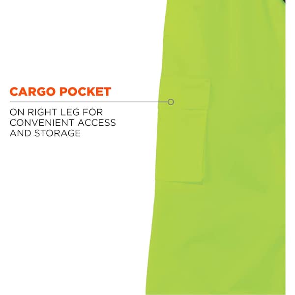 Ergodyne Rain Pants, Breathable, Hi-Vis Lime, XL - 8915