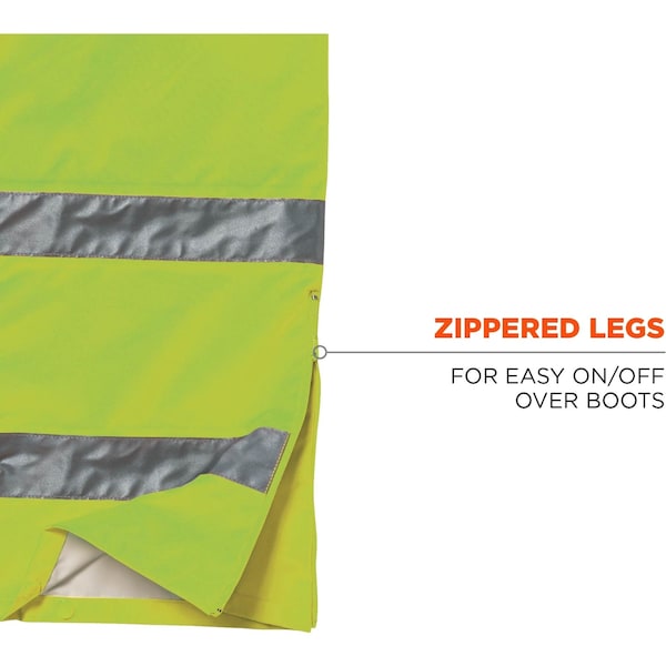 Ergodyne Rain Pants, Breathable, Hi-Vis Lime, XL - 8915